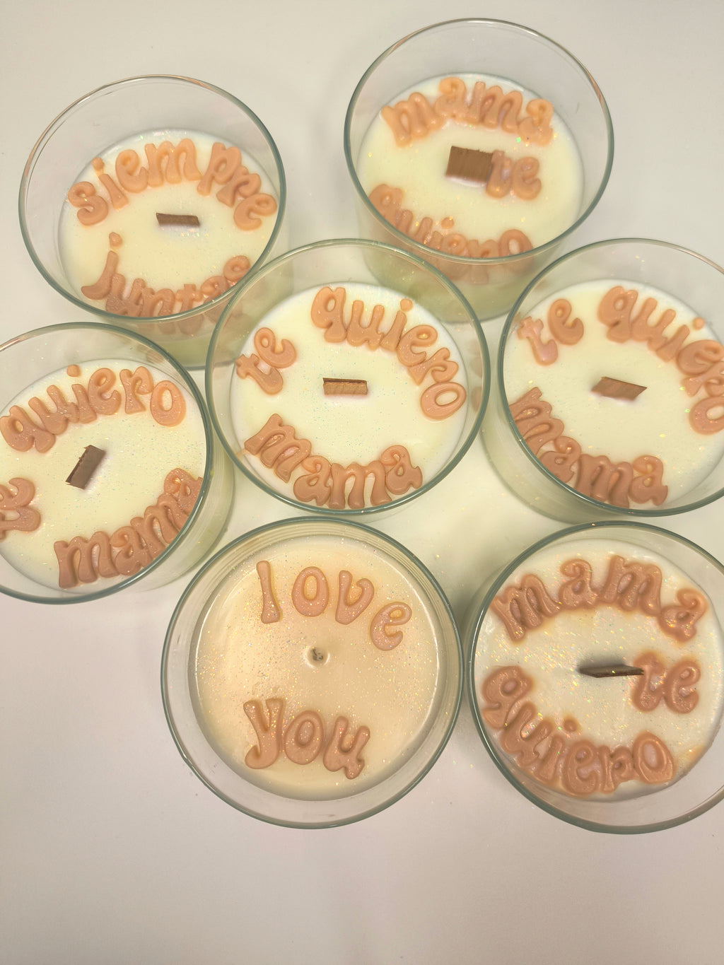 Velas vasos nombres personalizadas
