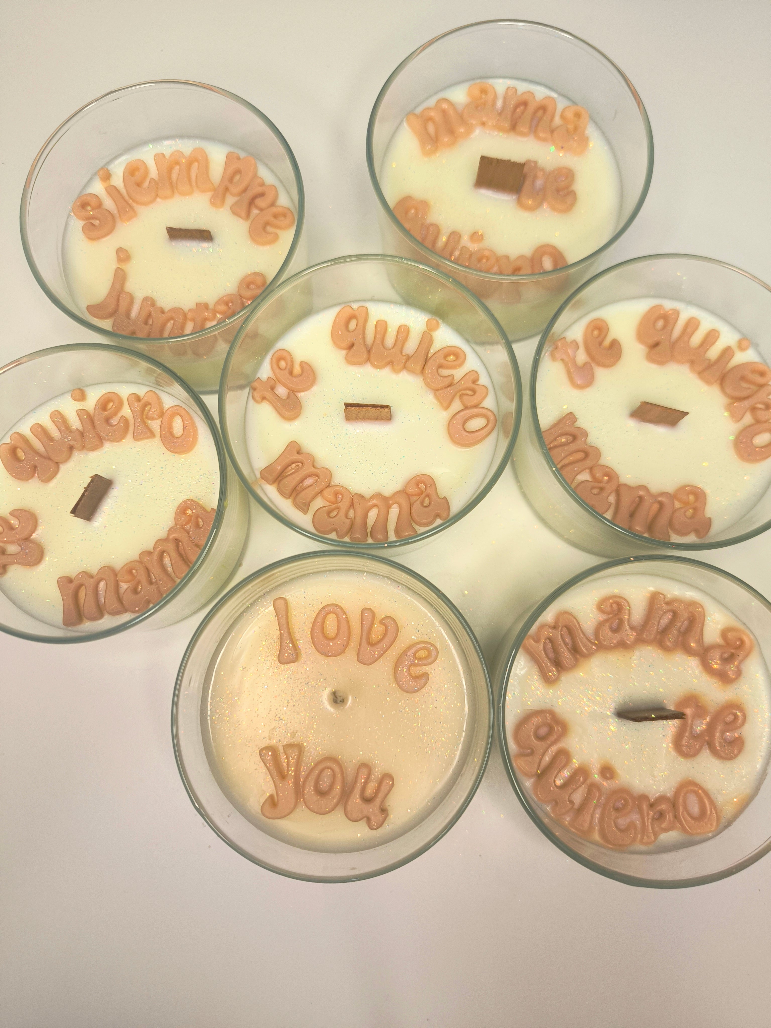 Velas vasos nombres personalizadas