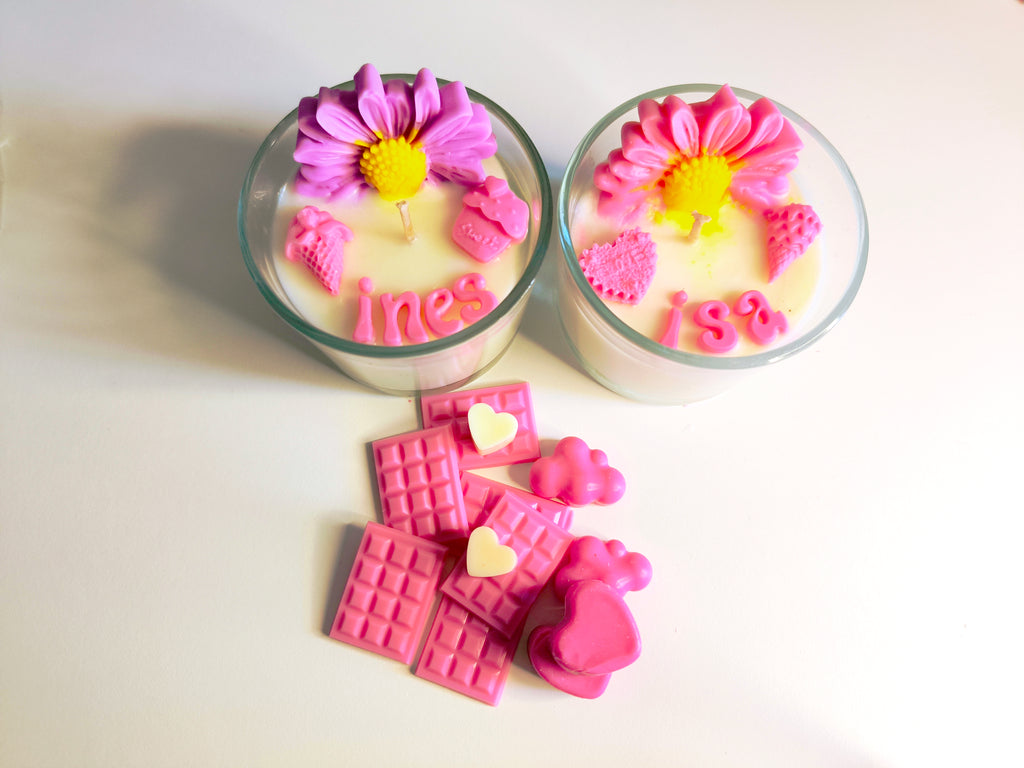 Velas vasos nombres personalizadas